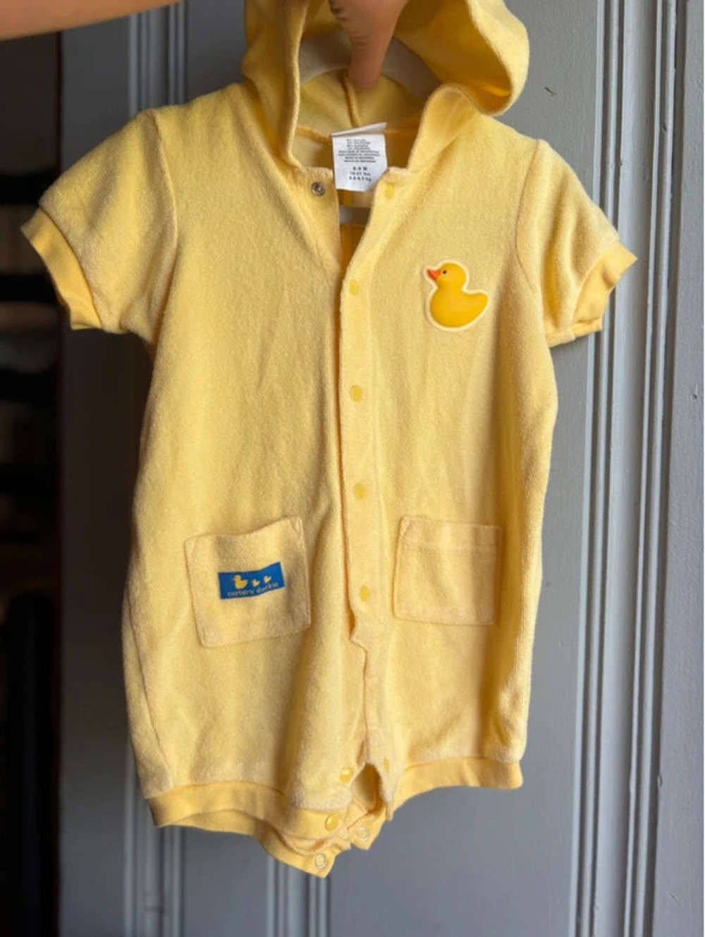 Vintage 6/9M Terricloth Carters Yellow Duck Jumpsuit